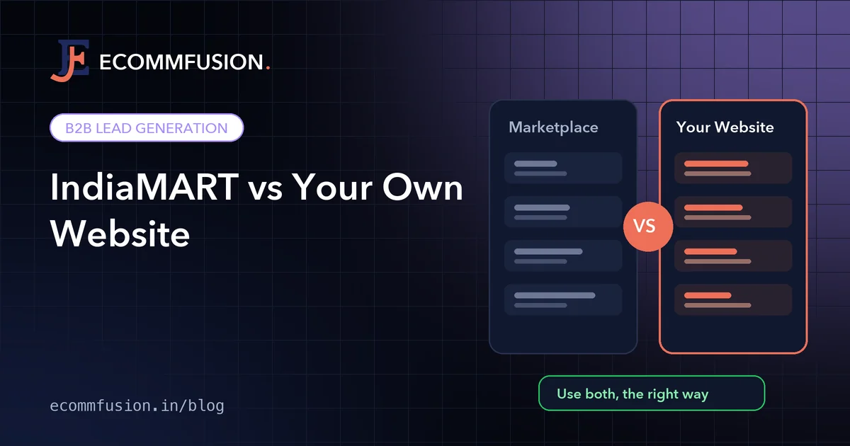 IndiaMART versus own website comparison cover for B2B manufacturers